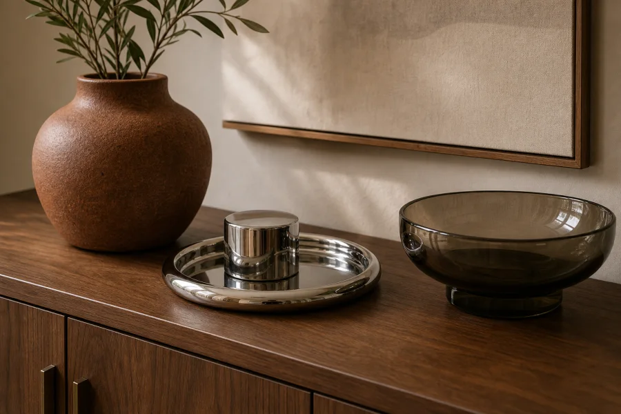 Ceramic chrome accent 70s Interior Design Home Office