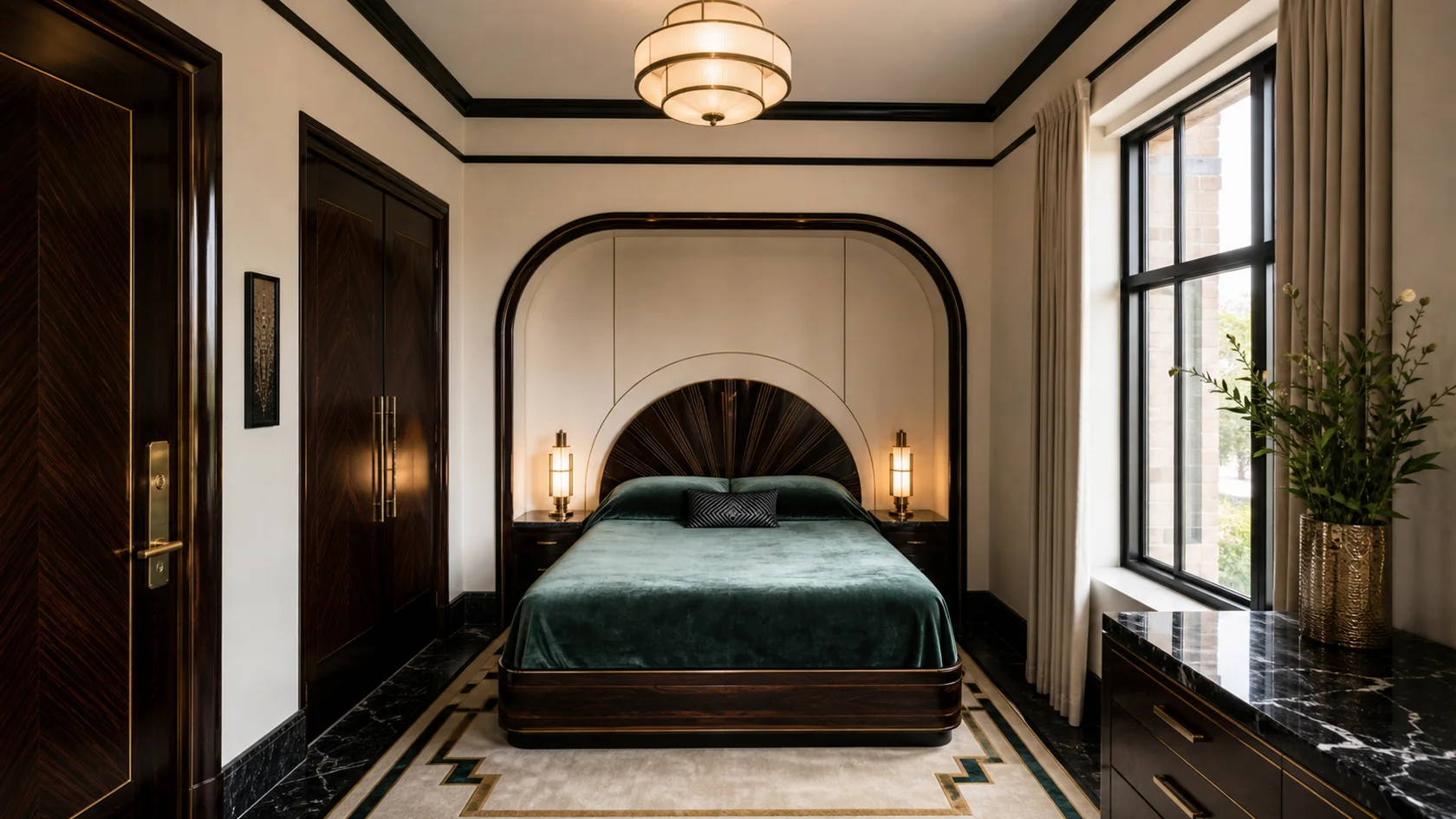 Compact Arch Art Deco Bedroom