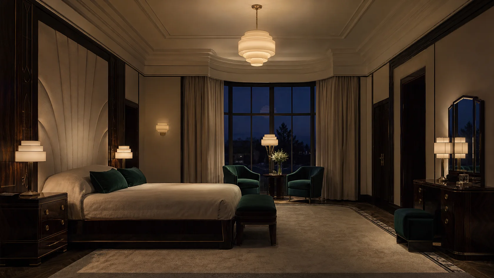 Evening Tiered Light Art Deco Bedroom