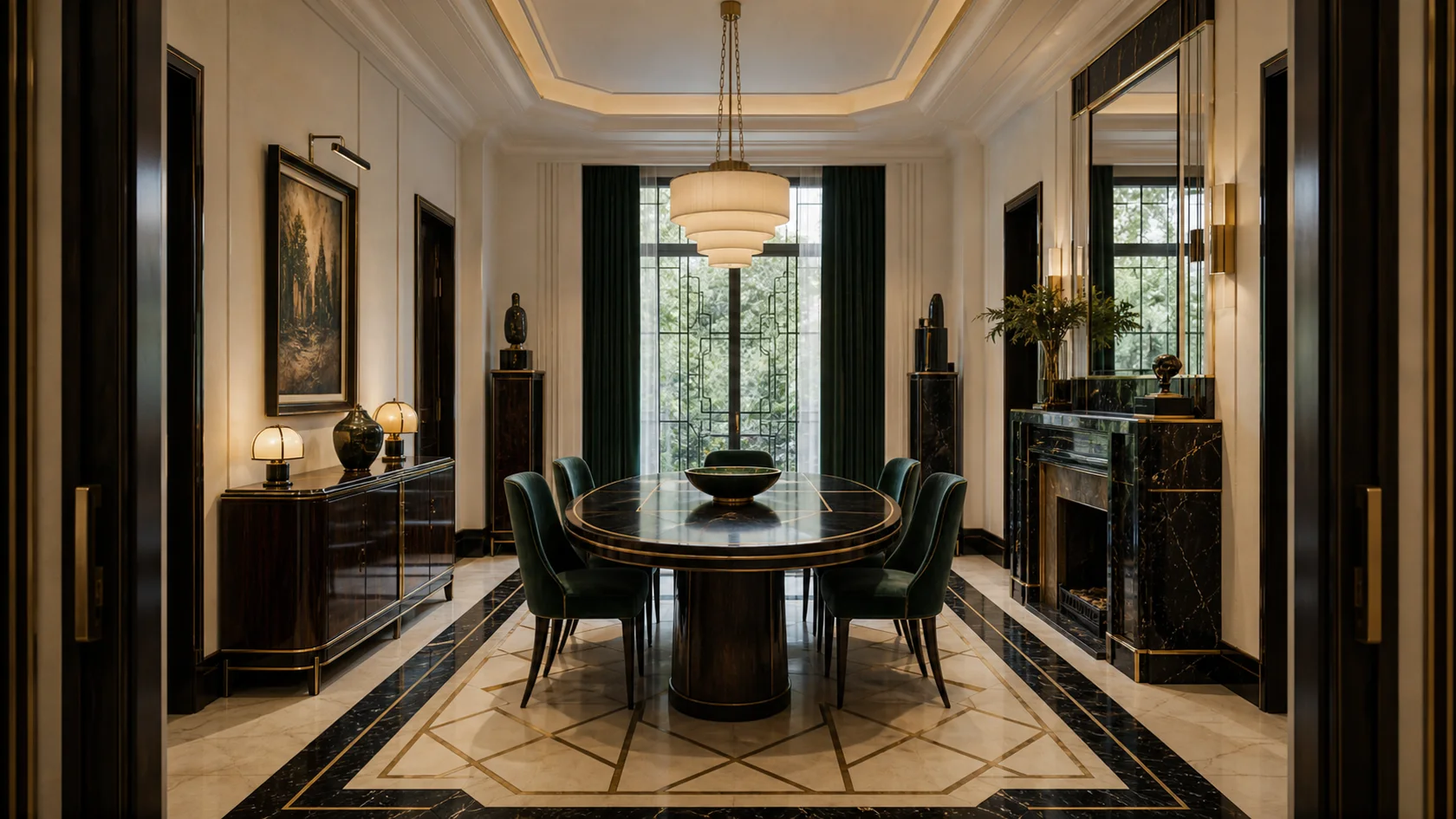 Compact Oval Art Deco Dining Room