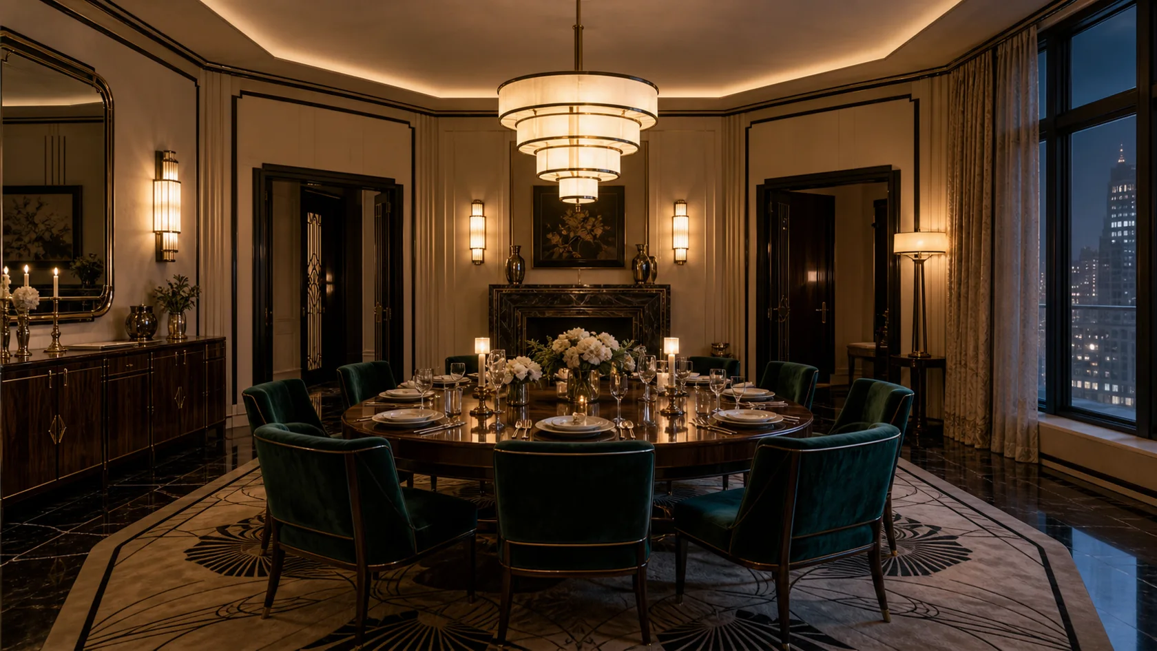 Evening Tiered Pendant Art Deco Dining Room
