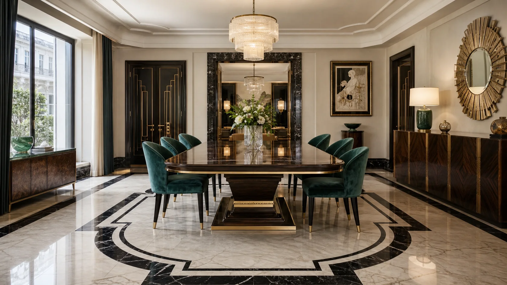 Geometric Pedestal Art Deco Dining Room