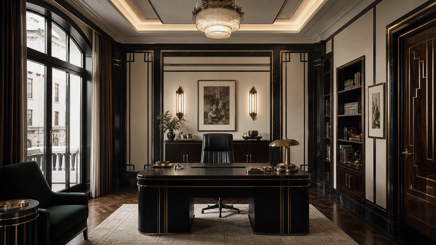 Executive Ebony Art Deco Home Office