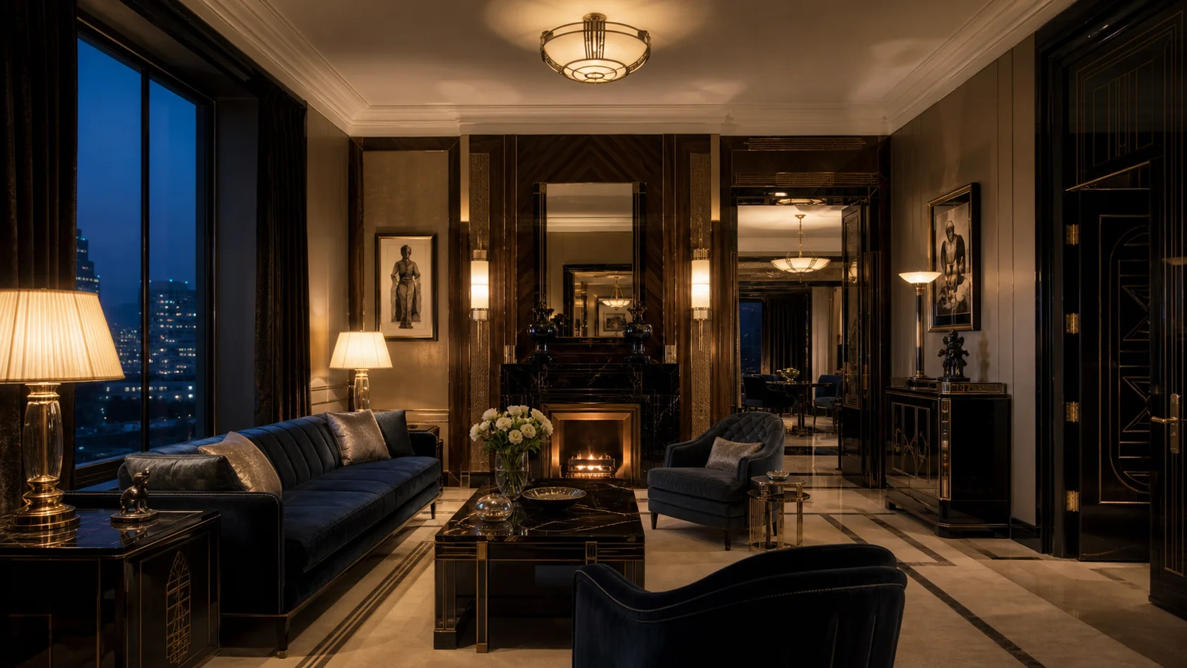 Evening Lacquer Art Deco Living Room