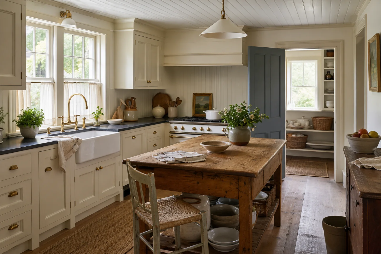 Coastal Grandmother kitchen interior