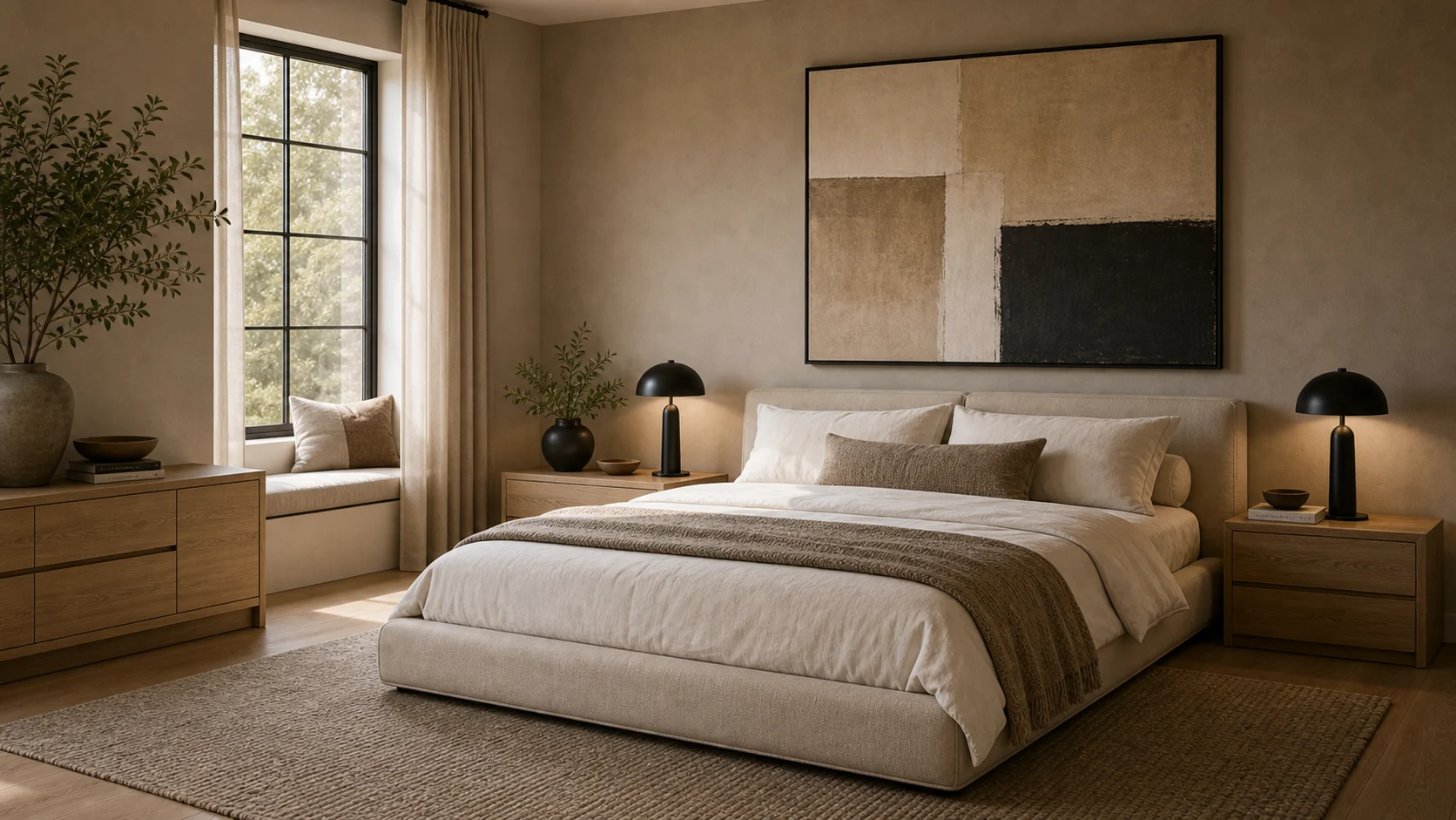 Abstract art layer Contemporary Bedroom