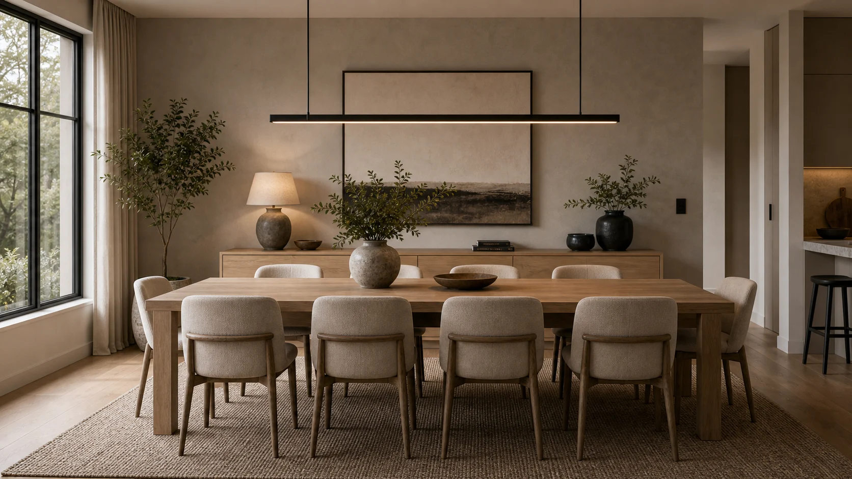 Linear pendant for contemporary dining room