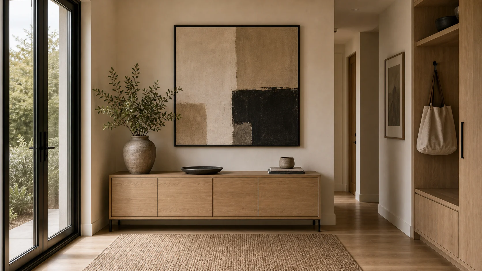 Abstract art for contemporary entryway