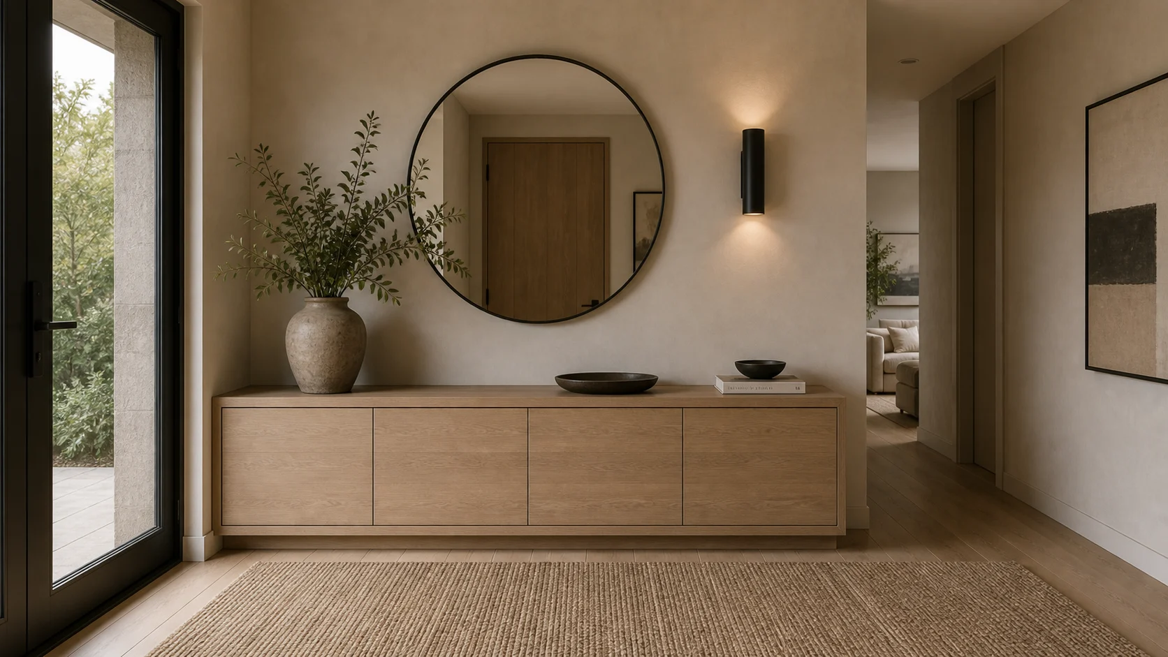 Contemporary sideboard for entryway storage