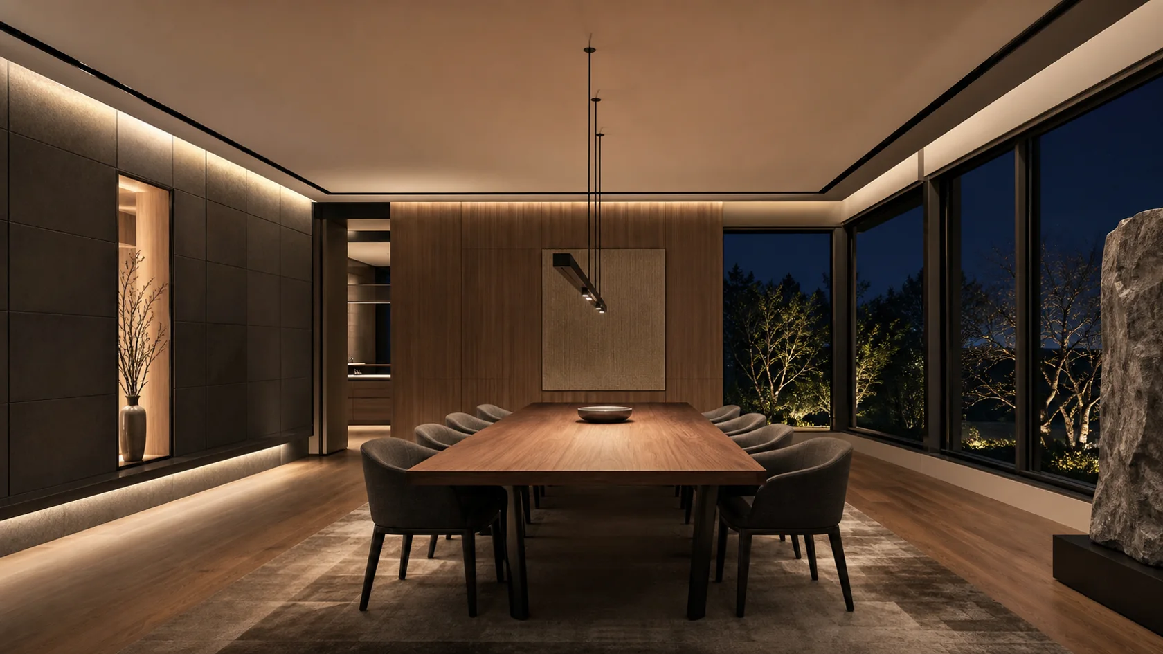 Evening Scene High-Tech Dining Room