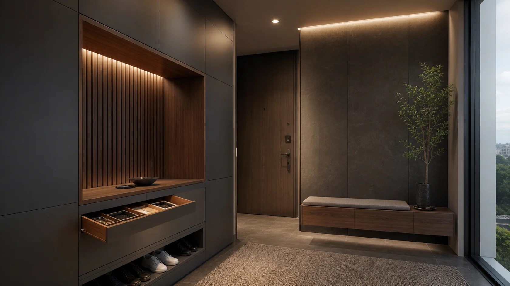 Compact Charging High-Tech Entryway & Hallway