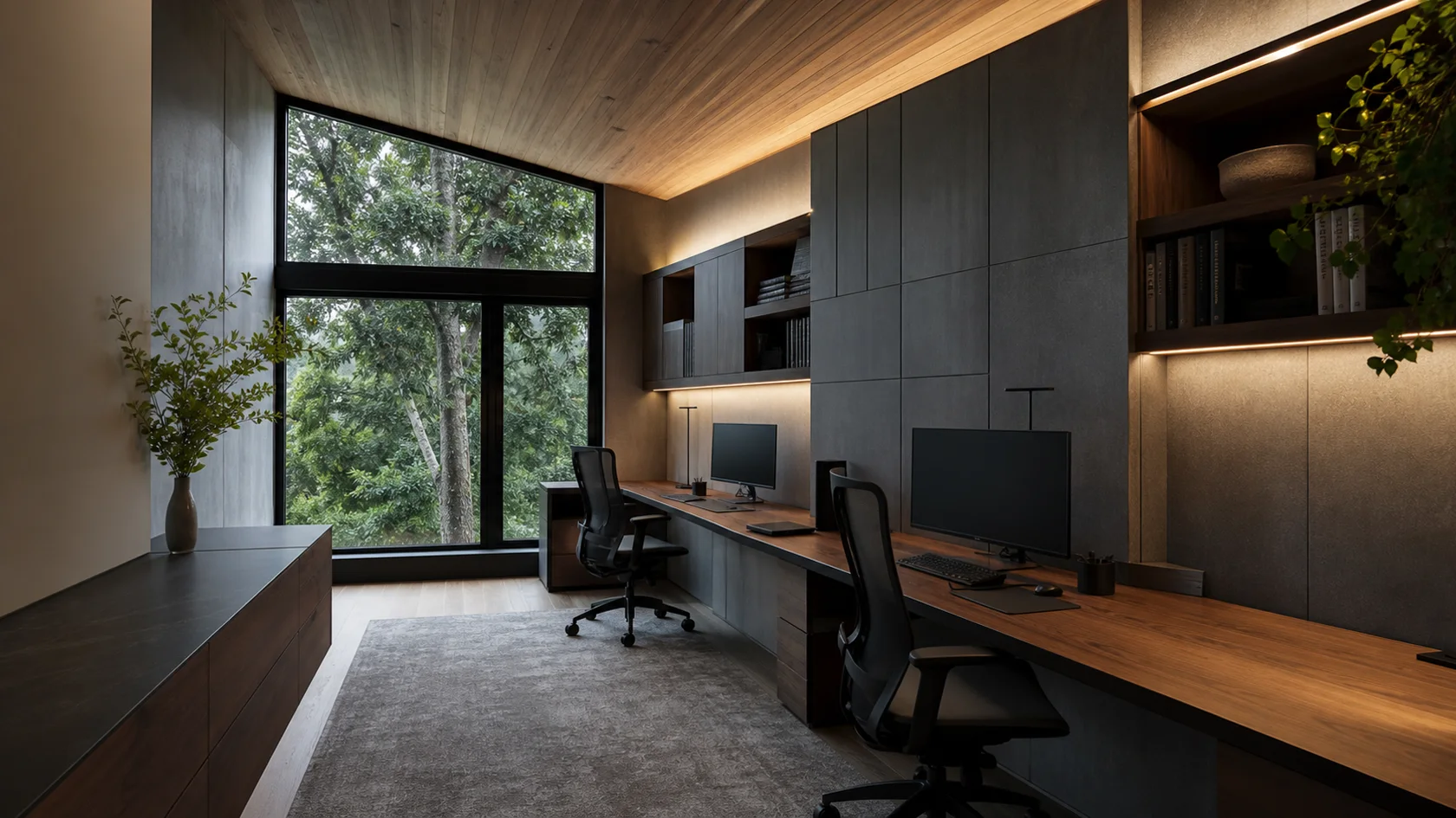 Dual Workstation High-Tech Home Office