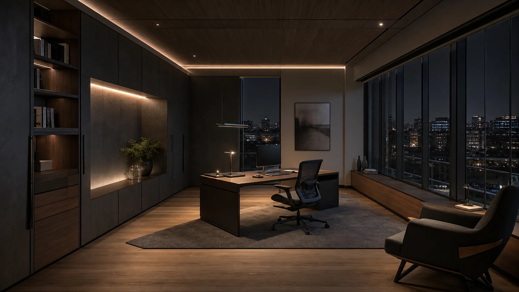 Night Focus High-Tech Home Office