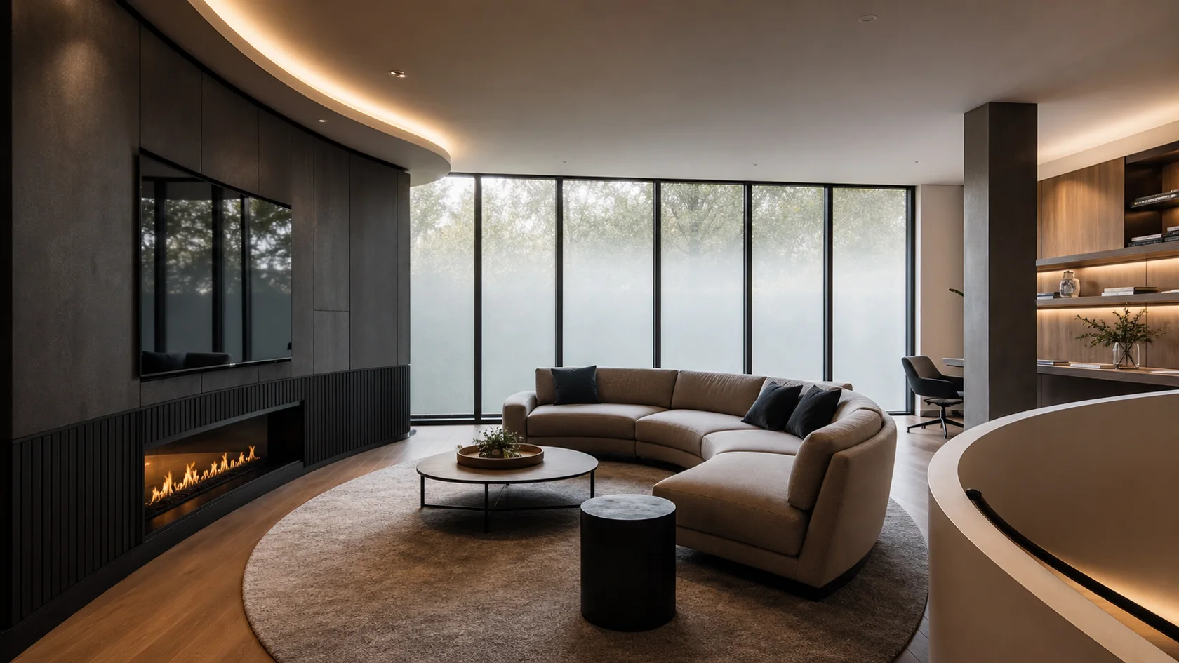 Adaptive Light High-Tech Living Room
