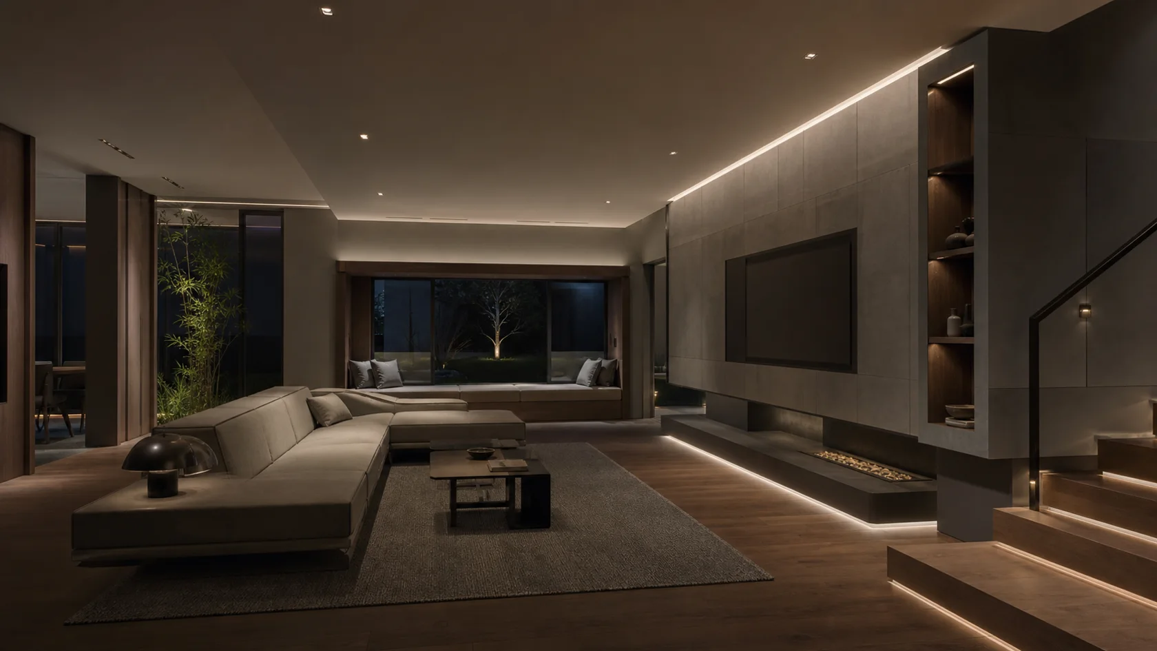 Night Mode High-Tech Living Room