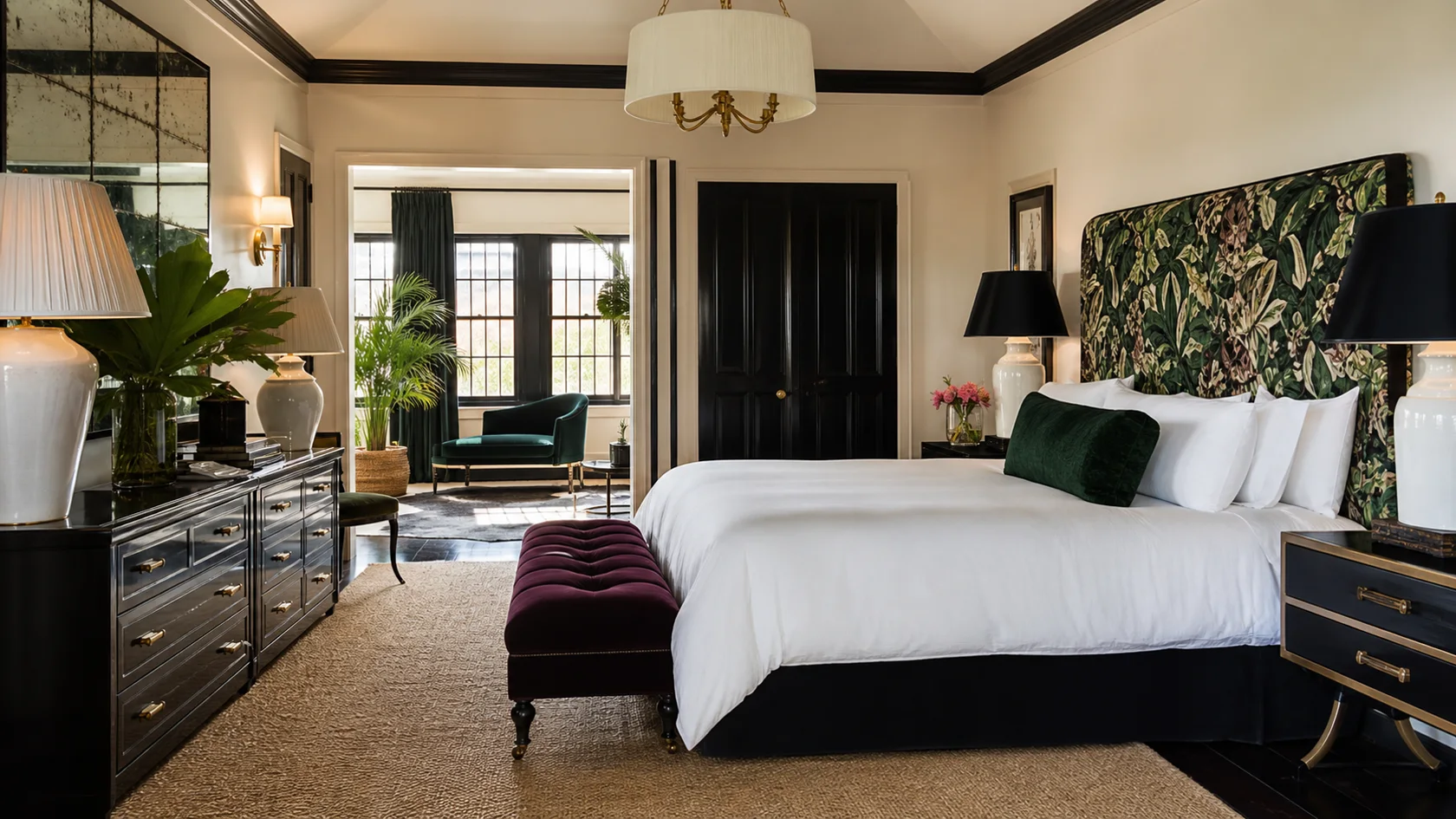Botanical Textile Hollywood Regency Bedroom