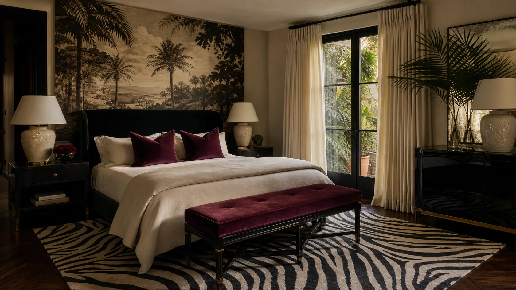 Compact Theatre Hollywood Regency Bedroom