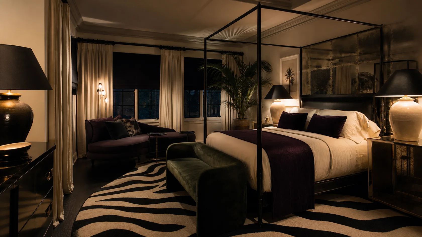 Evening Shades Hollywood Regency Bedroom
