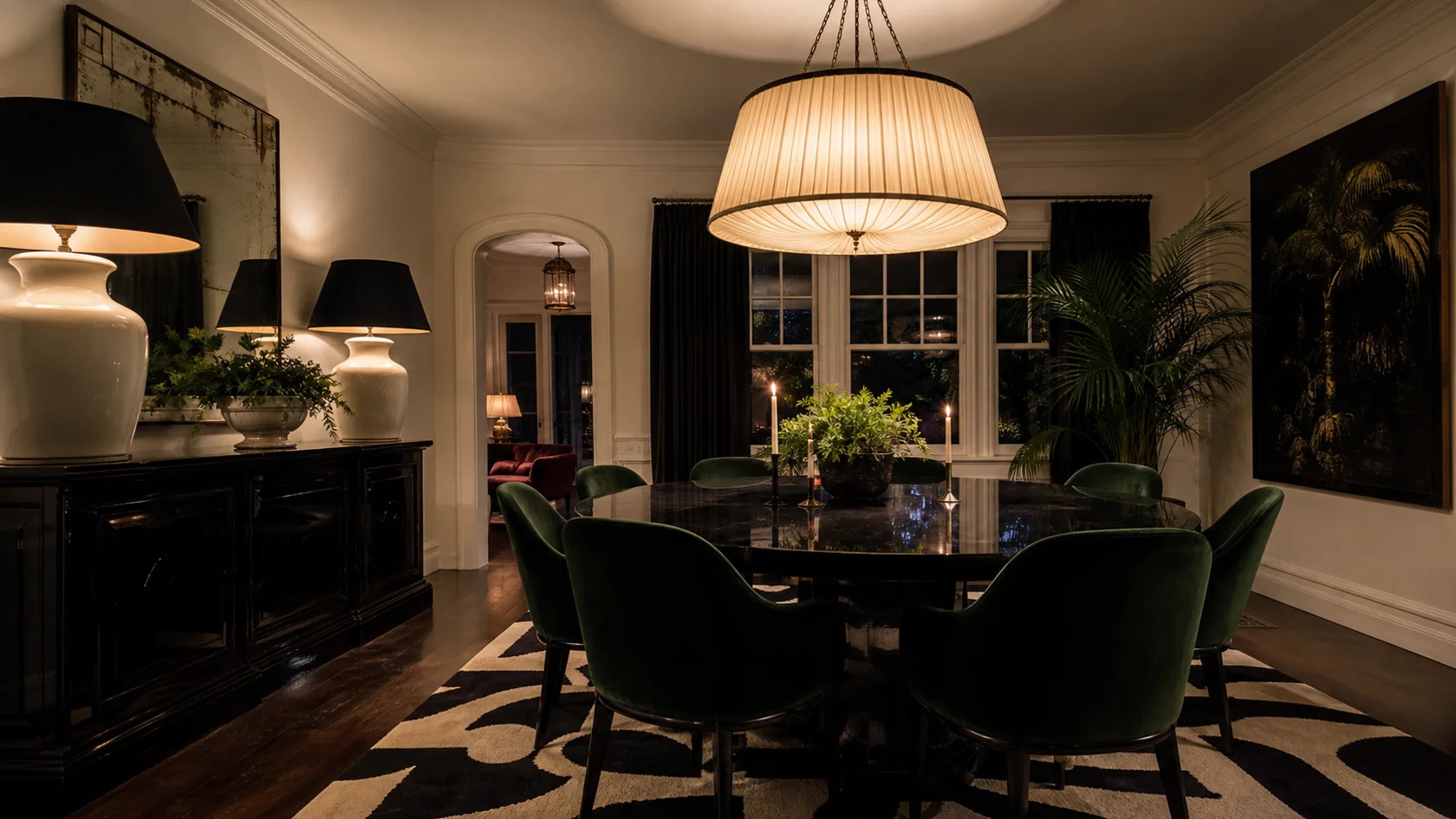 Evening Silk Light Hollywood Regency Dining Room