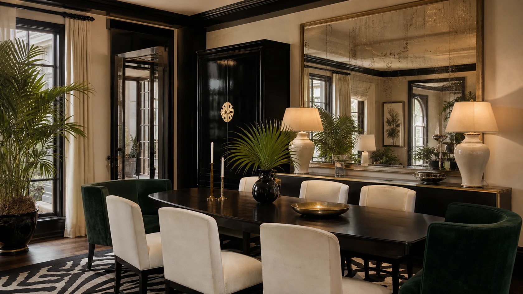 Oversized Mirror Hollywood Regency Dining Room