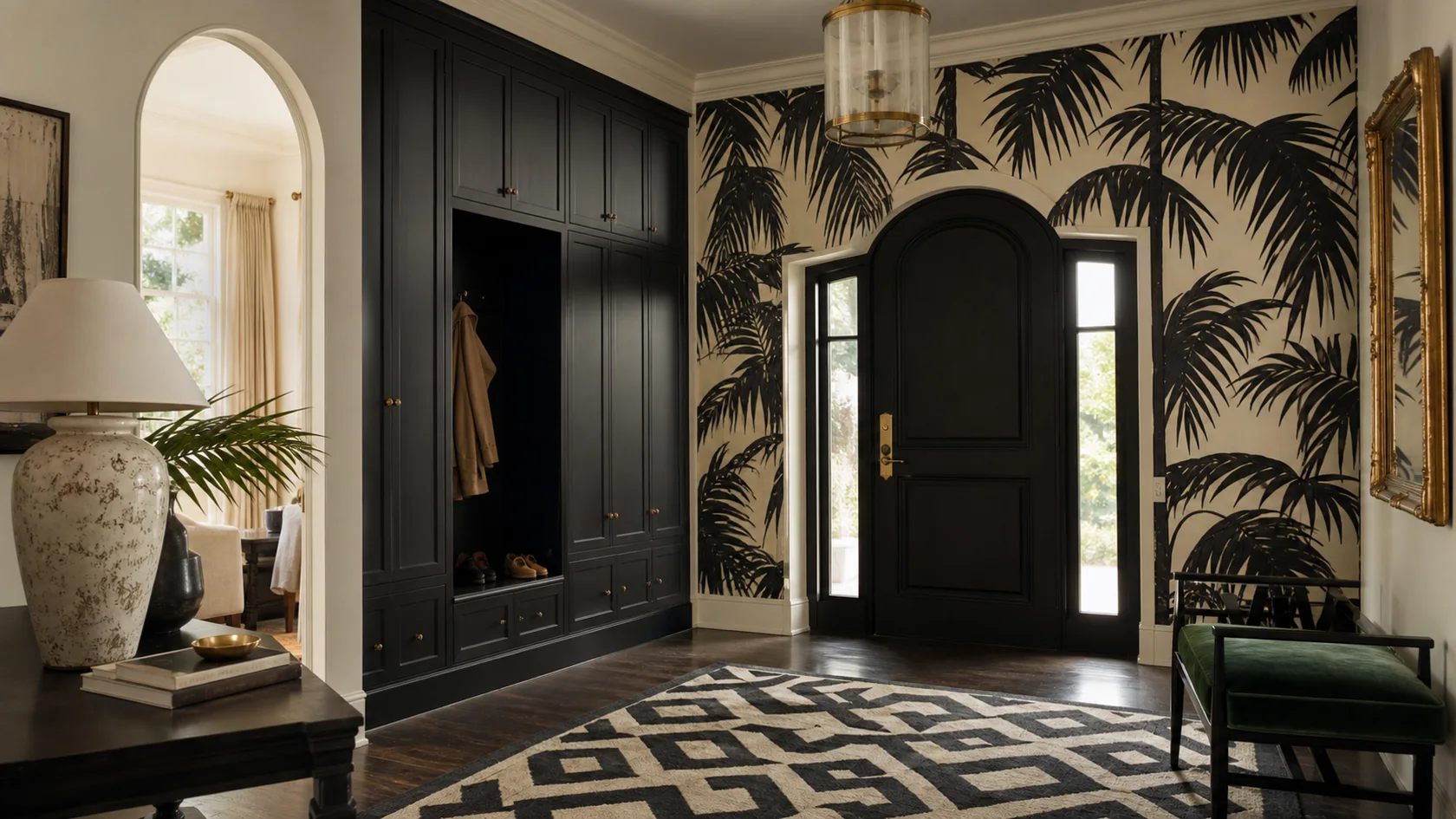 Graphic Wall Hollywood Regency Entryway & Hallway