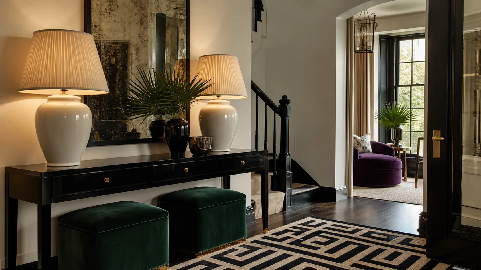 Lacquer Console Hollywood Regency Entryway & Hallway