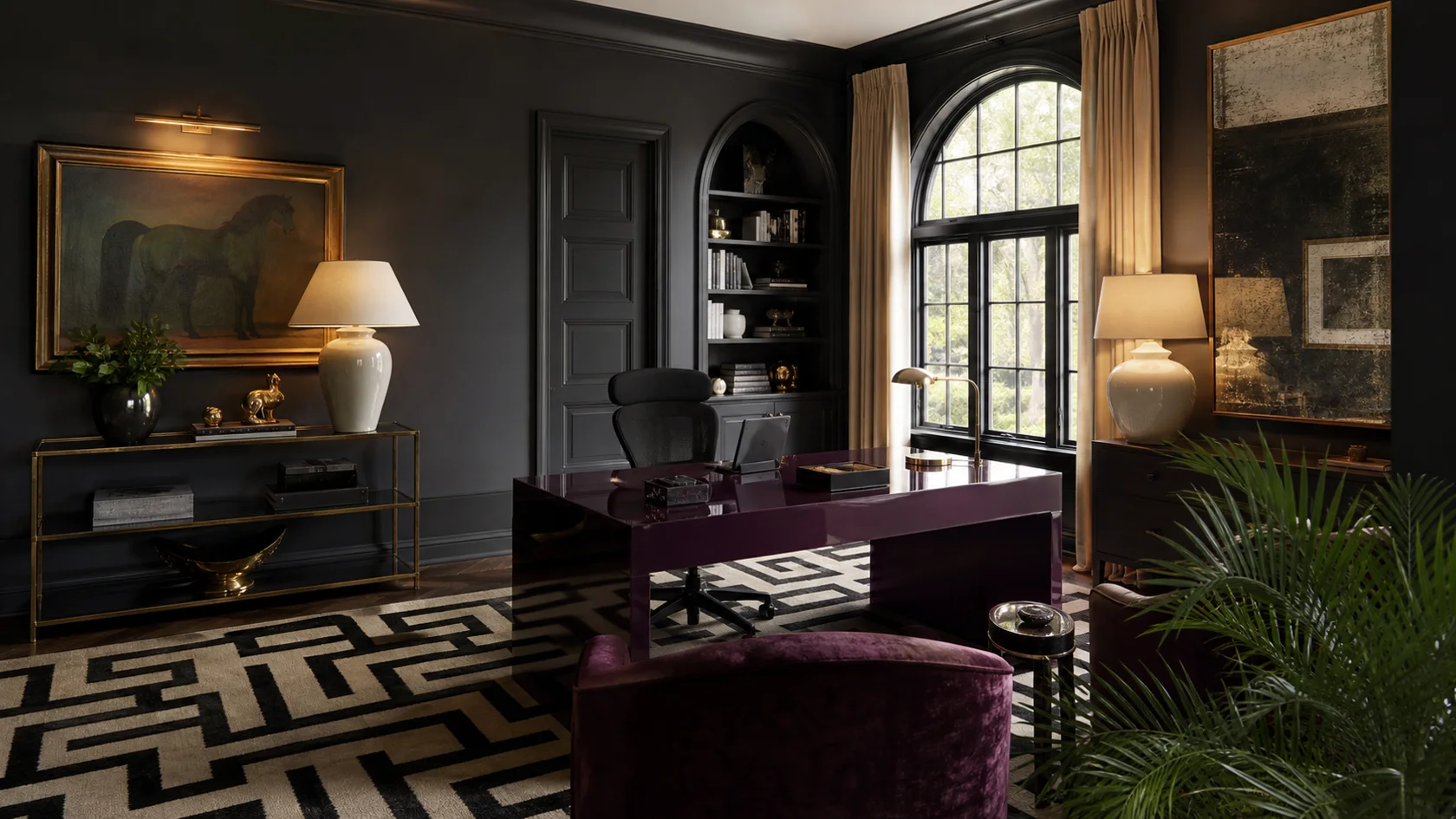 Aubergine Desk Hollywood Regency Home Office