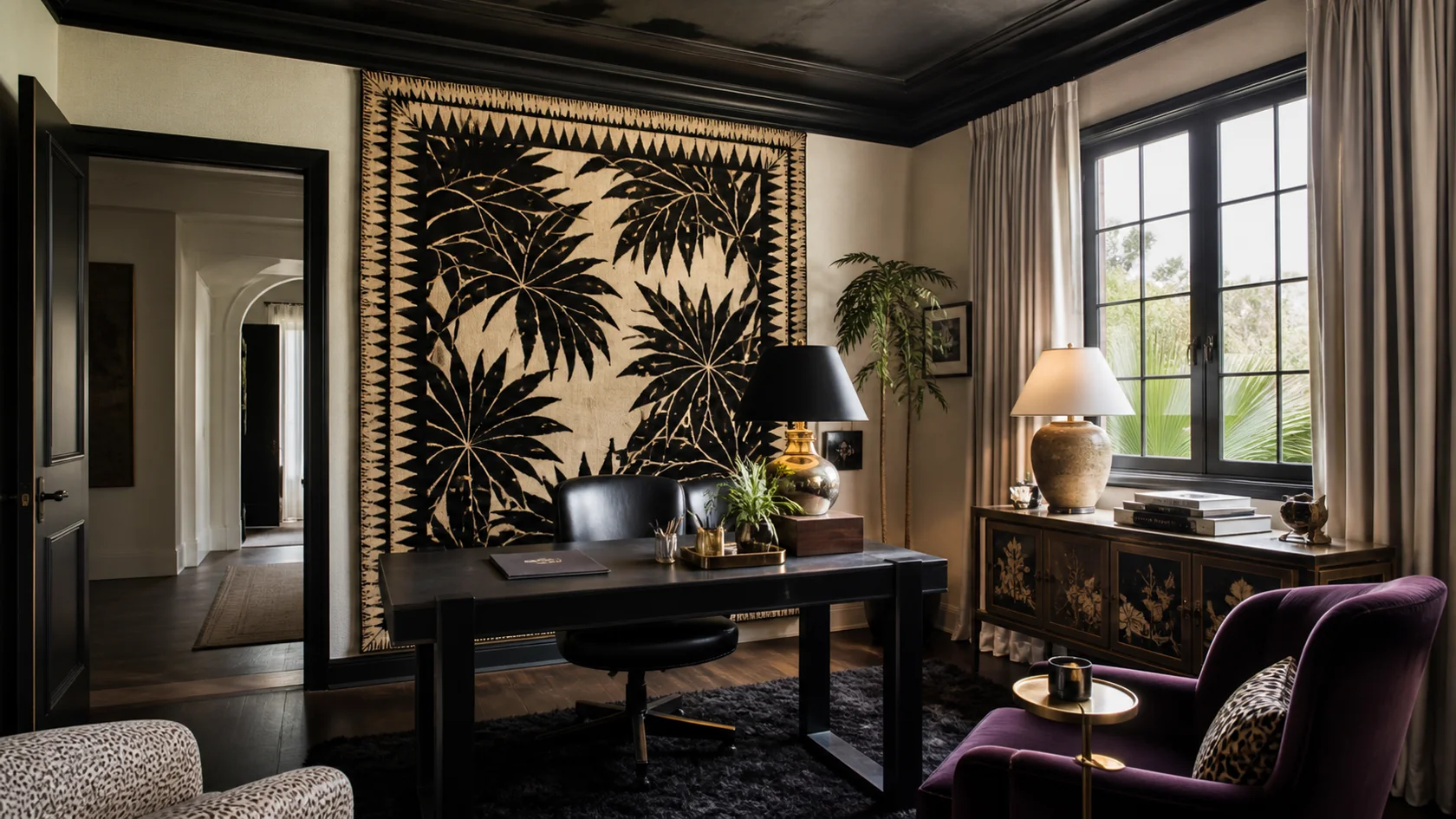 Graphic Study Hollywood Regency Home Office