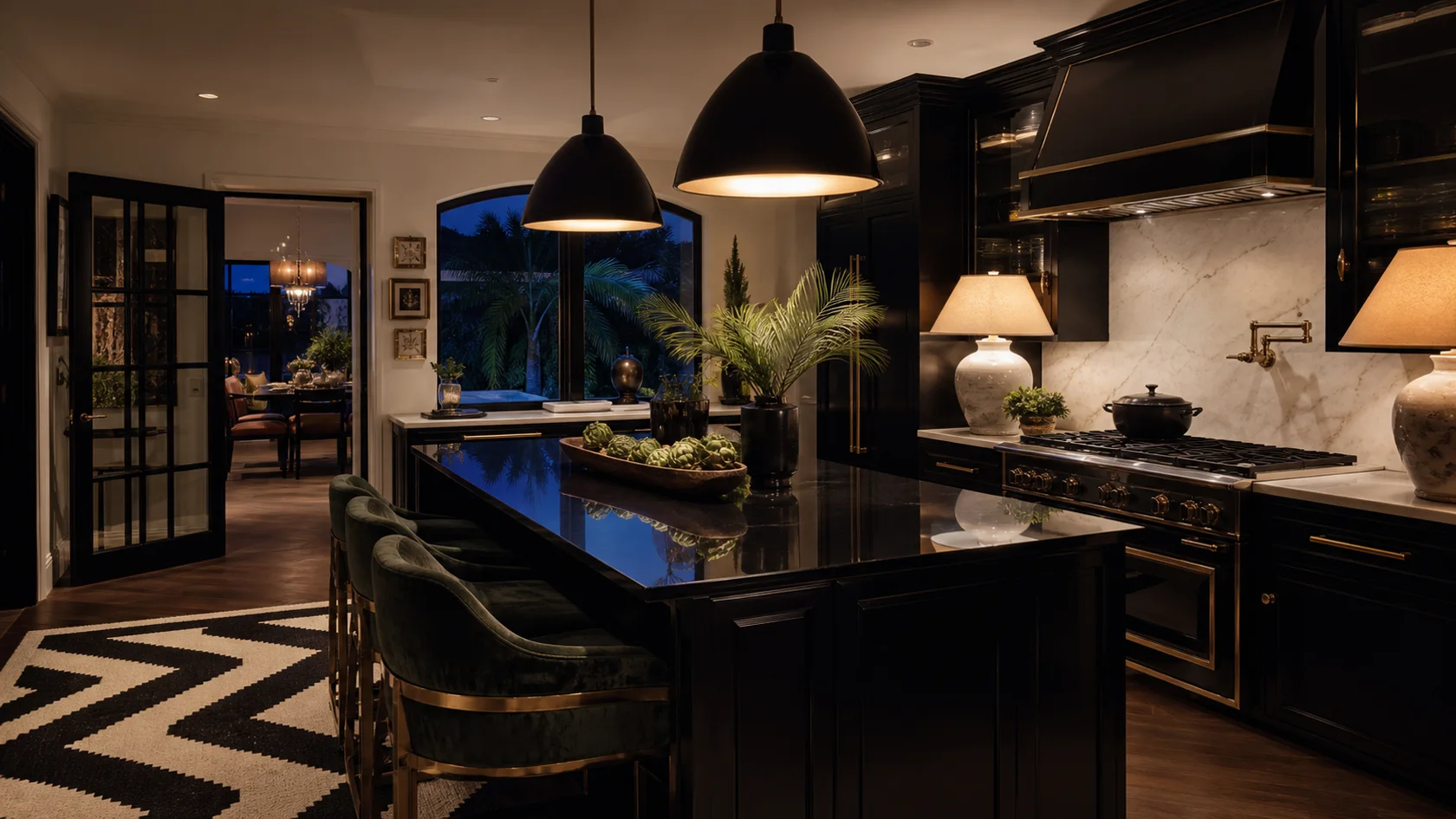 Evening Pendants Hollywood Regency Kitchen