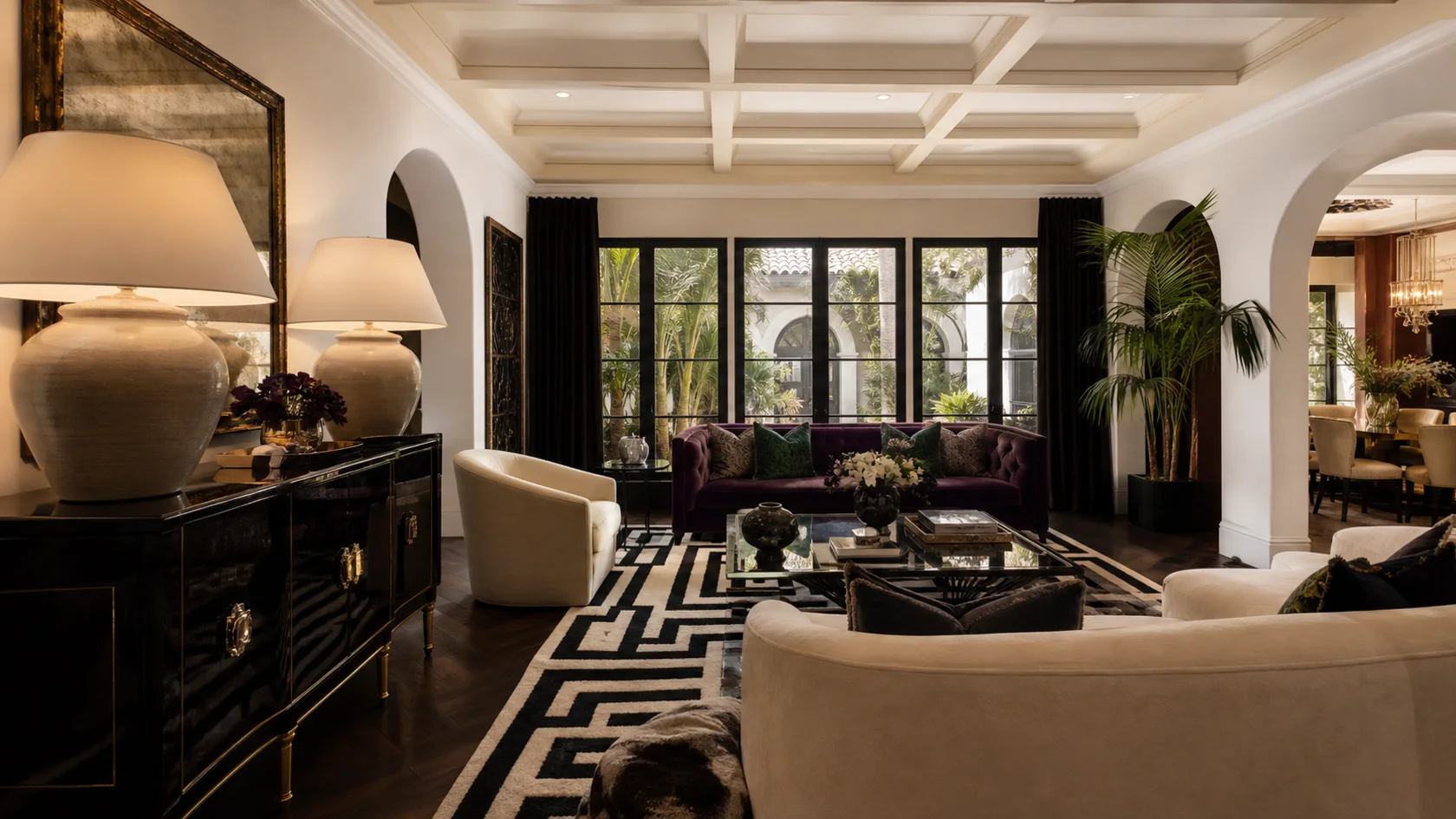 Lacquered Stage Hollywood Regency Living Room