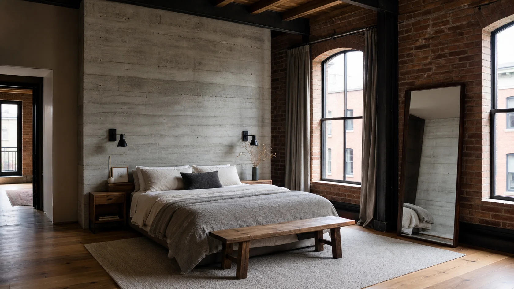 Concrete Shell Industrial Bedroom