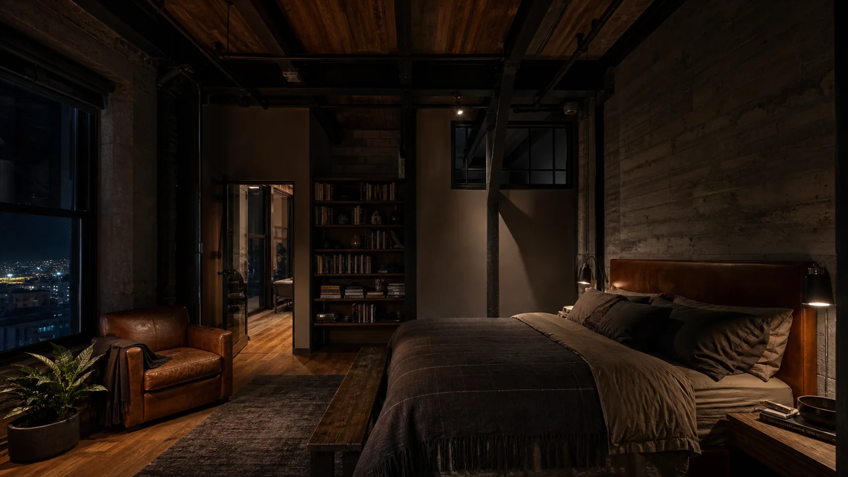 Night Wool Industrial Bedroom