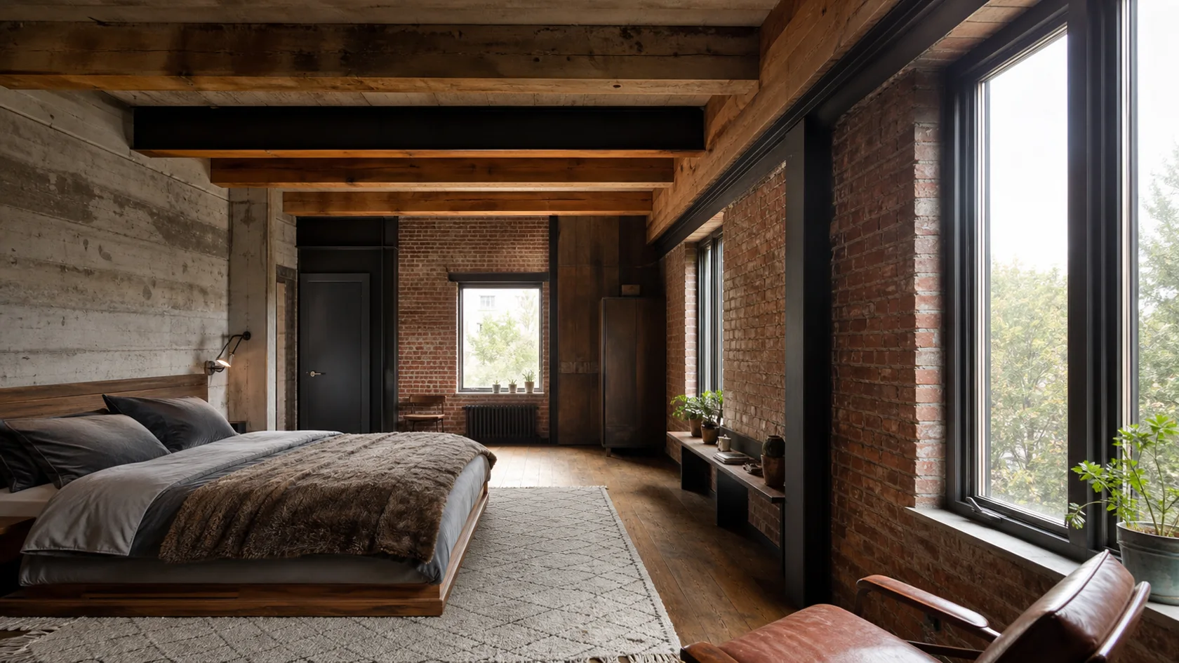 Timber Loft Industrial Bedroom