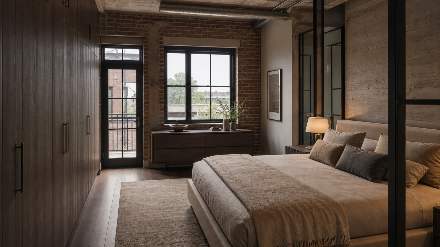 Compact Tailored Industrial Chic Bedroom