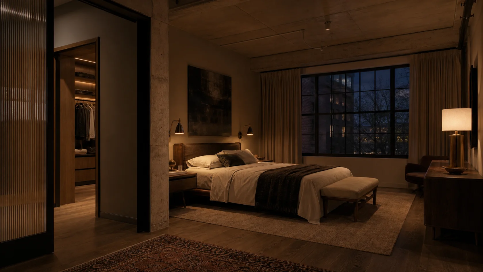 Night Bronze Industrial Chic Bedroom