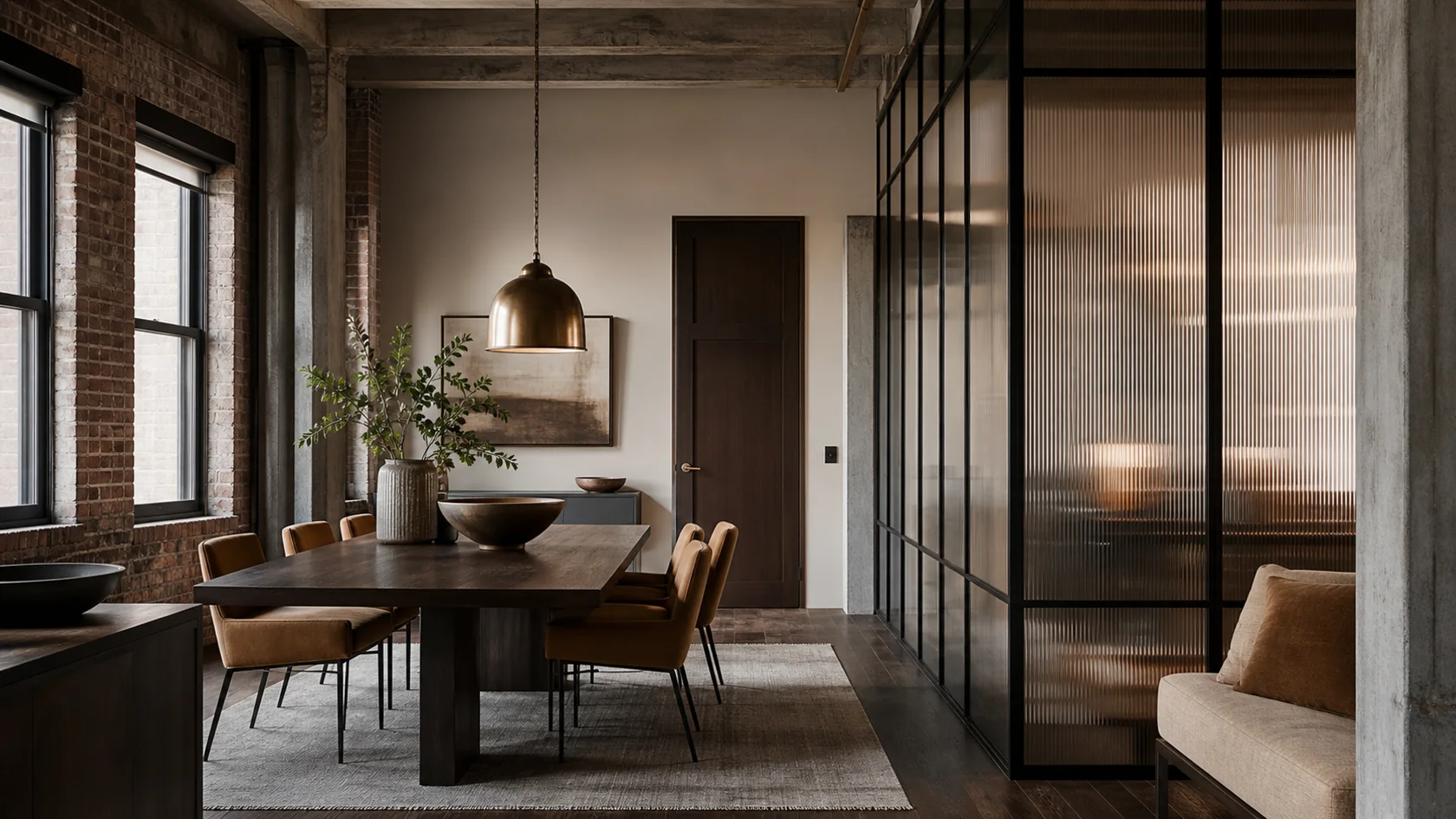 Glass Loft Industrial Chic Dining Room