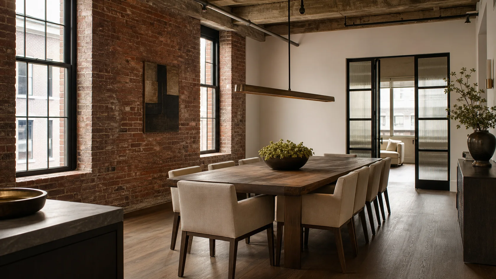 Refined Worktable Industrial Chic Dining Room