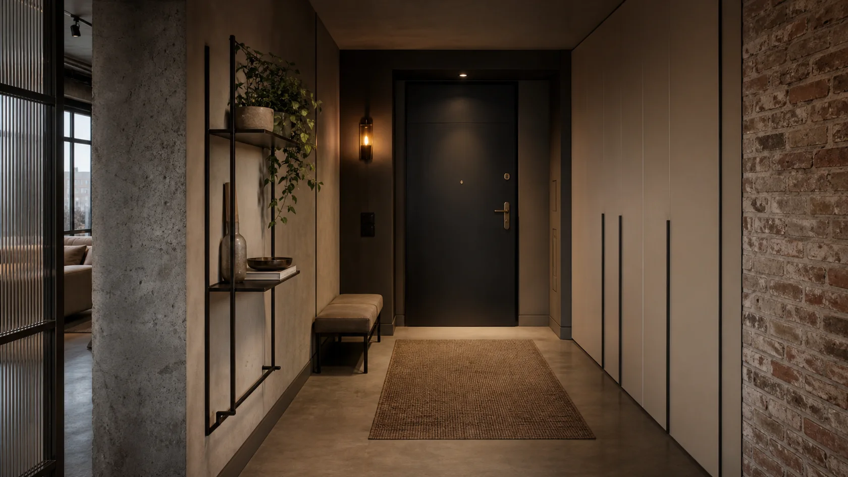 Compact Storage Industrial Chic Entryway & Hallway