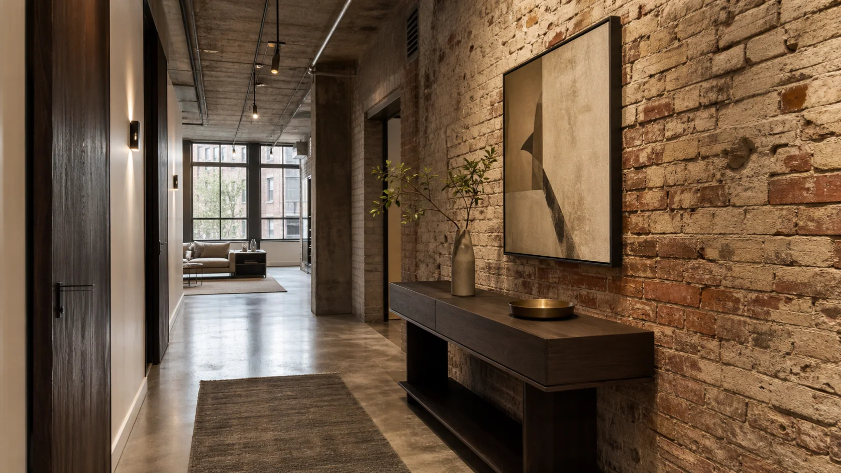 Loft Gallery Industrial Chic Entryway & Hallway