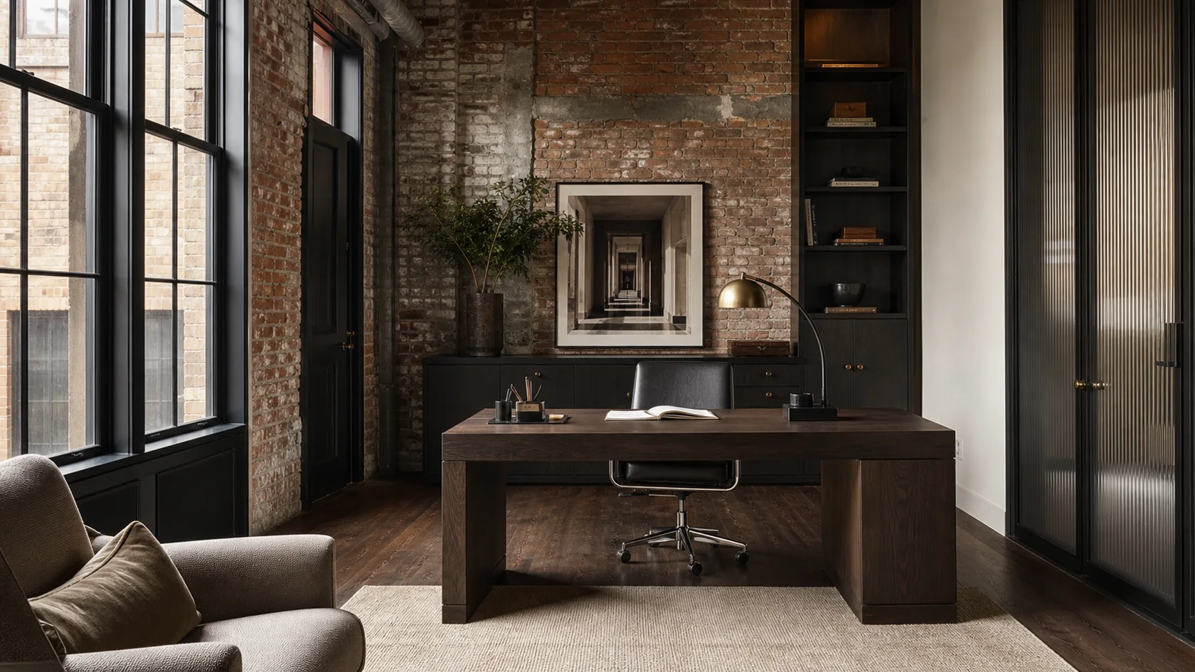 Dark Oak Desk Industrial Chic Home Office