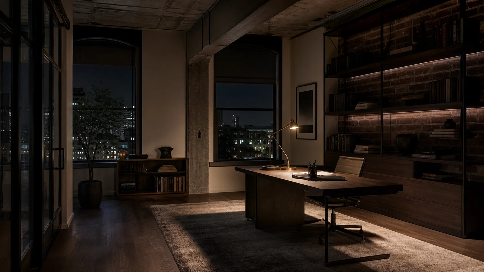 Night Brass Industrial Chic Home Office