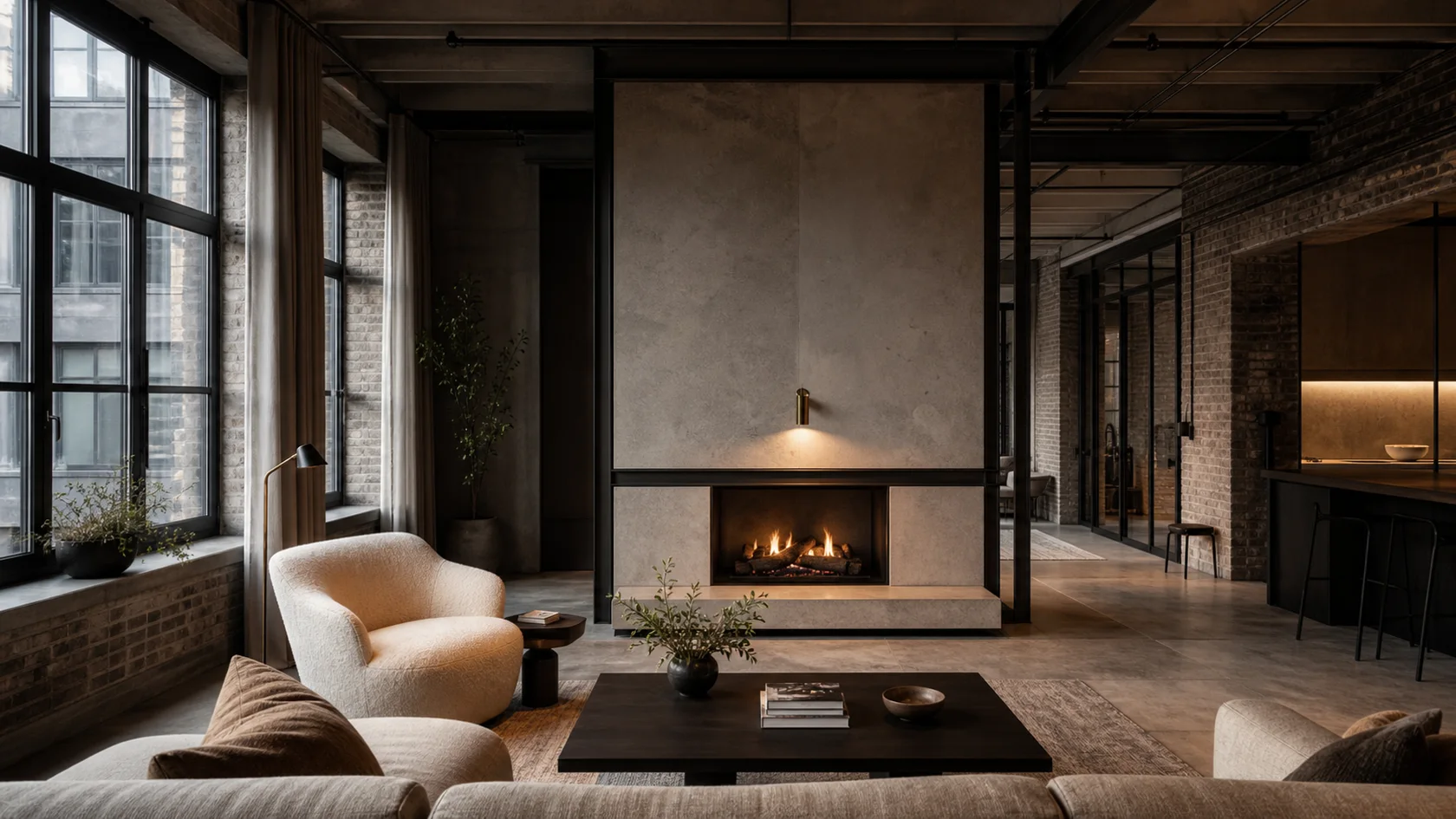 Stone And Steel Industrial Chic Living Room