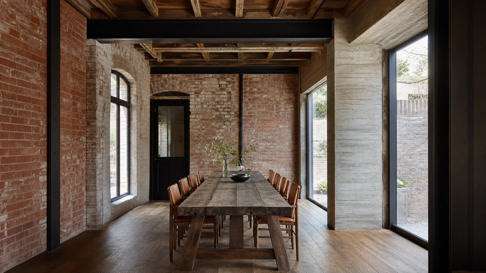 Long Worktable Industrial Dining Room
