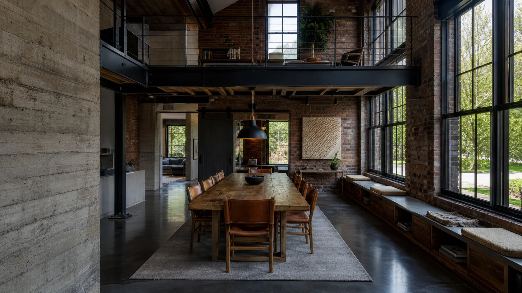 Mezzanine Industrial Dining Room