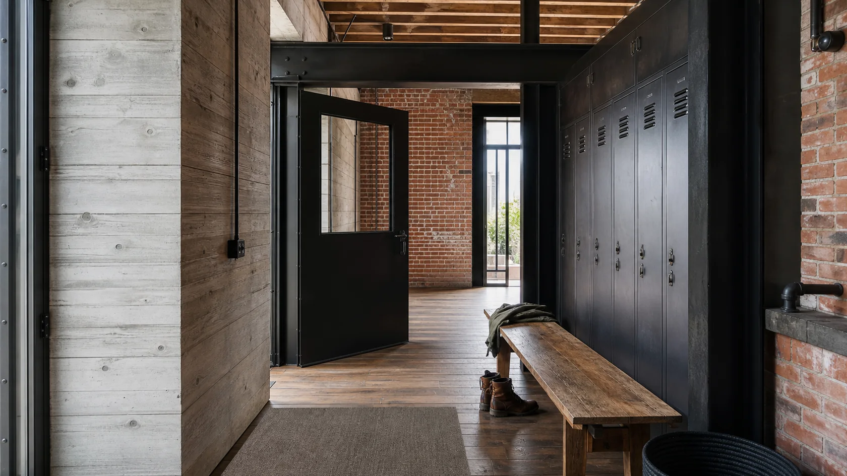 Steel Locker Industrial Entryway & Hallway