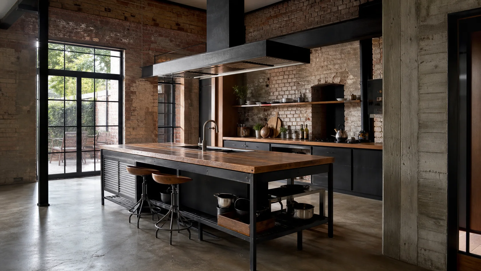 Steel Island Industrial Kitchen