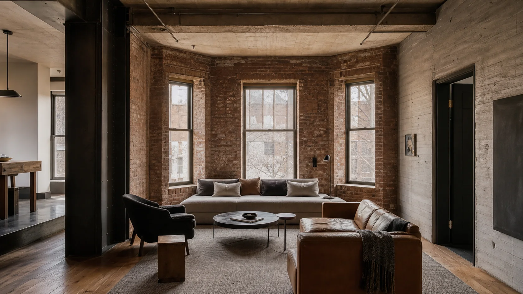 Brick Bay Industrial Living Room