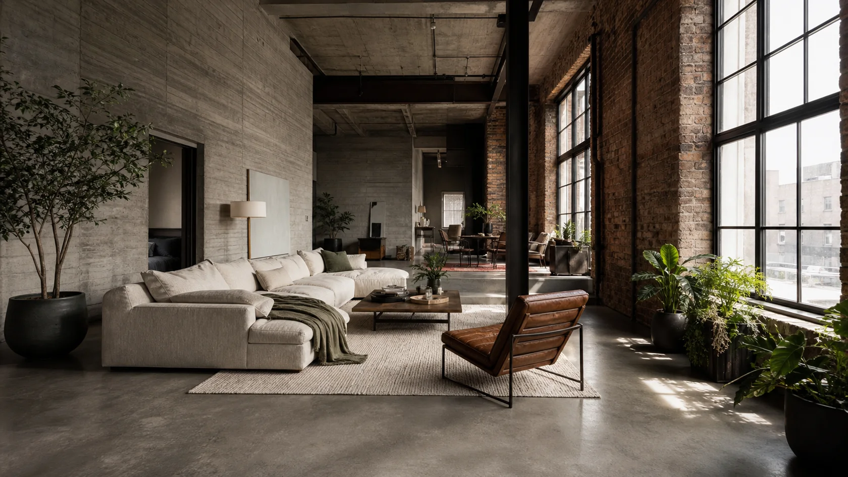 Concrete Loft Industrial Living Room