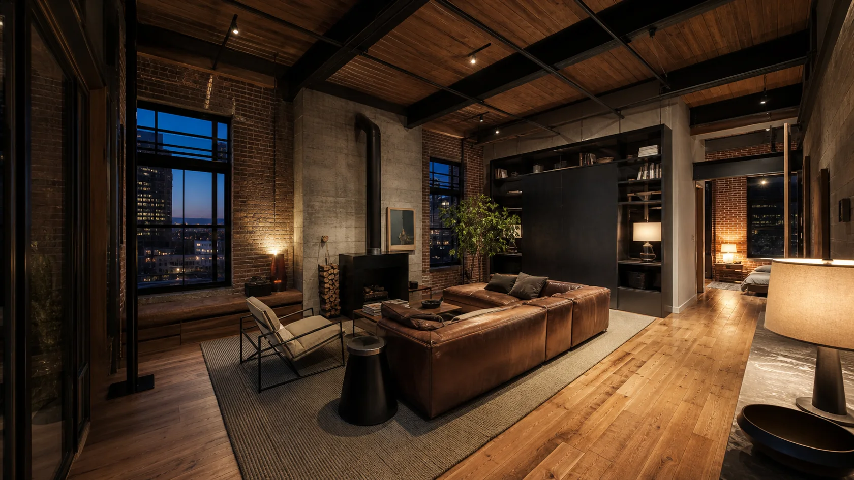 Evening Worklight Industrial Living Room