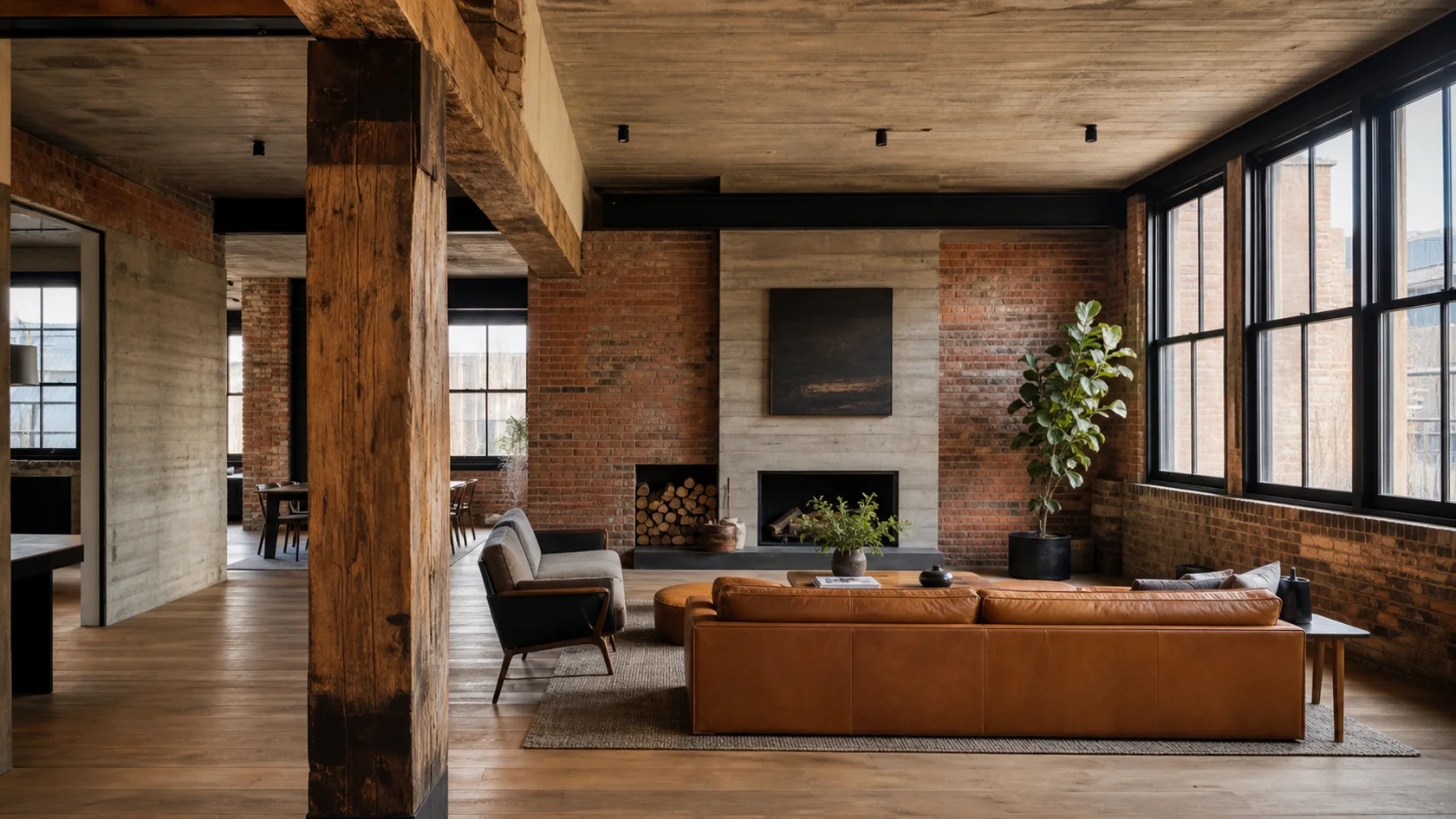 Timber Beam Industrial Living Room